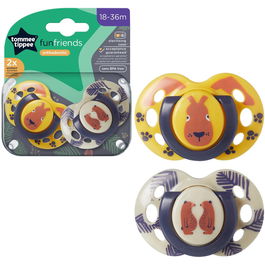 Suzeta Tommee Tippee Fun, design ortodontic simetric, fara BPA, include cutie de sterilizare, 18-36 luni, 2 buc, ursuleti
