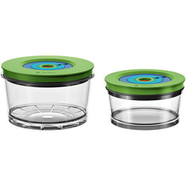 Set de 2 caserole vacuum rotunde Keep Fresh MMZV0SB2, Din Tritan fara BPA, Pentru blenderele VitaMax
