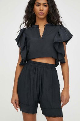MUNTHE Pantaloni Scurti Femei, Culoarea Negru, Neted, High Waist
