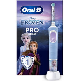 Periuta de dinti electrica Oral-B Pro Kids Frozen pentru copii, Curatare 2D, 2 programe, 1 capat, 4 autocolante, pentru 3+ ani, Albastru
