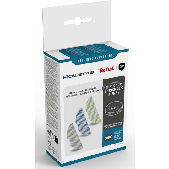 Kit de 3 mopuri din microfibra Rowenta ZR185001, pentru aspirator robot Rowenta X-Plorer S75 & S75+ RR85xx