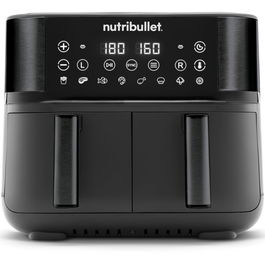 Friteuza dubla fara ulei Nutribullet Twin Drawer Air Fryer NBA081B, 2850 W, 2 sertare x 4L, 8 programe presetate, Afisaj digital, Negru
