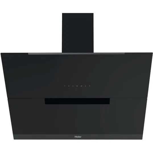 Hota de perete Haier HADG9CS46BWIFI, 912 mc/h, 4 Viteze + Booster, TouchControl, Iluminare LED, 90 cm, Wi-Fi, Clasa A++, Sticla neagra