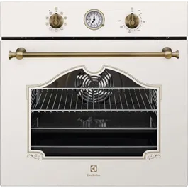 RESIGILAT ! Cuptor incorporabil electric Electrolux EOA5220AOV, catalitic, ghidaj telescopic, retro, crem cu estetica alama