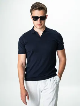 Tricou Premium Bărbați Polo Modern Bleumarin Vară Din Bumbac BMan286