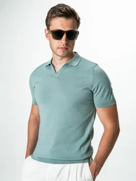 Tricou Verde Menta Premium Bărbați Polo Modern Vară Din Bumbac BMan286