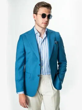 Sacou Necaptusit De Vara Barbati Albastru Ocean Stofa Vitale Barberis Bman0028