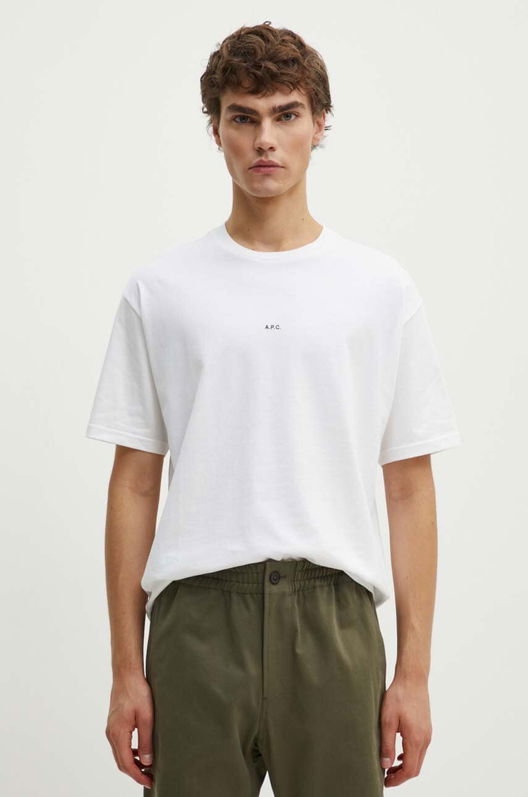 Shirt Boxy Micro Logo GOTS Barbati, Culoarea Alb, Neted, COHBW.H26386 A.P.C.