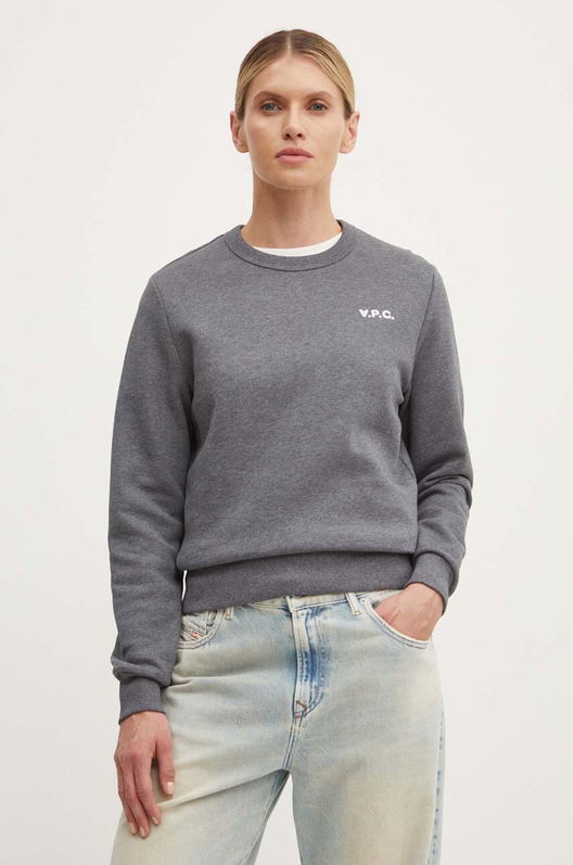A.P.C. Hanorac De Bumbac Sweat Boxy Petit Vpc Femei, Culoarea Gri, Neted, COHBR.F27918