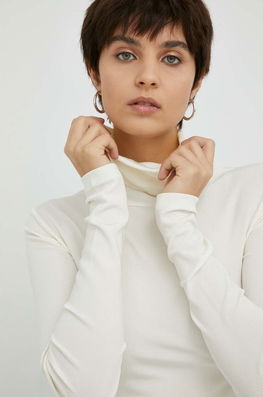Herskind Longsleeve Bea Femei, Culoarea Bej, Cu Guler