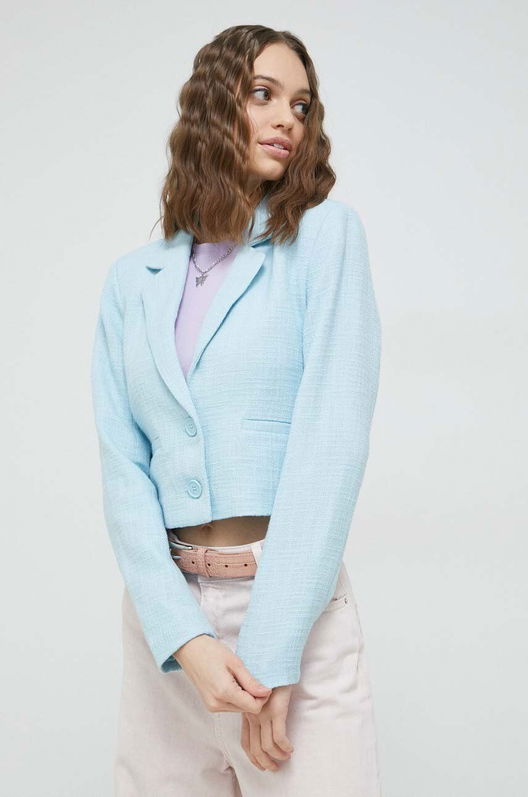 Abercrombie & Fitch Sacou Un Singur Rand De Nasturi, Neted Albastru