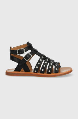 Pom D'api Sandale Din Piele Pentru Copii Culoarea Negru