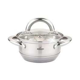 Cratita din inox Bohmann 700ml, 12x10cm, cu capac din sticla, 5mm grosime, toate sursele de caldura