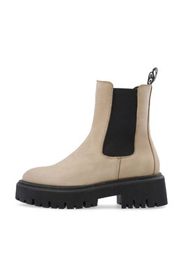 Bianco Ghete Chelsea De Piele BIAGARBI Femei, Culoarea Bej, Cu Toc Plat, 11300022