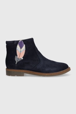 Pom D'api Cizme Din Piele Intoarsa Pentru Copii SISTER FEATHER Culoarea Albastru Marin Bleumarin