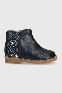 Pom D'api Cizme Din Piele Intoarsa Pentru Copii RETRO BACK Culoarea Albastru Marin Bleumarin