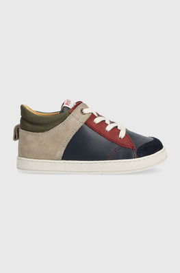Pom D'api Incaltaminte Din Piele Pentru Copii MOUSSE ZIP TREK Culoarea Albastru Marin Bleumarin