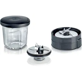 Aparat de maruntit 3-in-1 (aparat pentru maruntit, rasnita si solutie de depozitare) compatibil cu robotii de bucatarie MUM4 Bosch si MUM5 Bosch