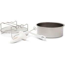 Kit accesorii pentru friteuzele cu aer cald de min 3 litri, forma pentru aluat diametru 16,5 cm, aparat pentru spiralat legume/fructe, grill 16,5 cm, 3 tepuse pentru frigarui