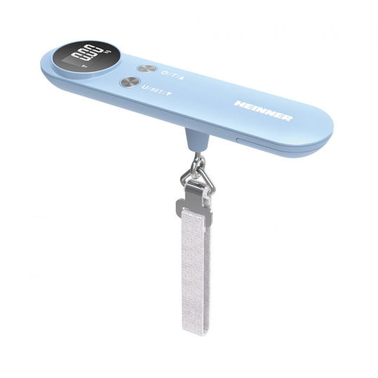 Cantar de bagaje HLGS-50BL, 50 kg, Display LCD, Indicator depasire greutate, Bleu