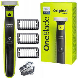 Aparat de ras OneBlade Face QP2724/10, Autonomie 45 minute, Wet & Dry, Negru/Verde