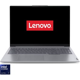 Laptop Lenovo ThinkBook 16 G7 IML cu procesor Intel® Core™ Ultra 7 155H pana la 4.8GHz, 16 WUXGA, IPS, 32GB DDR5, 1TB SSD, Intel® Arc™ Graphics, No OS, Arctic Grey, 3y on-site Premium Care