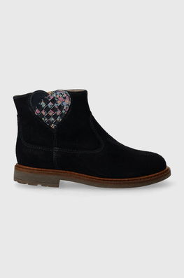 Pom D'api Cizme Din Piele Intoarsa Pentru Copii SISTER LOVE Culoarea Albastru Marin Bleumarin