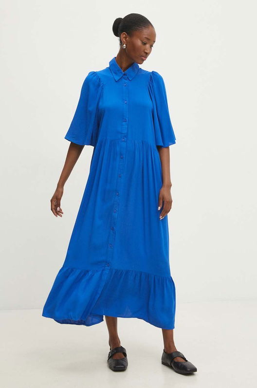 Answear Lab Rochie Midi, Evazati Albastru