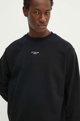 Drôle De Monsieur Hanorac De Bumbac Barbati, Culoarea Negru, Cu Imprimeu, PERM.SW148.CO127 Le Sweatshirt Slogan Cl