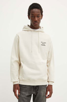 Drôle De Monsieur Hanorac De Bumbac Barbati, Culoarea Bej, Cu Glugă, Cu Imprimeu, PERM.HO162.CO127 Le Hoodie Slogan