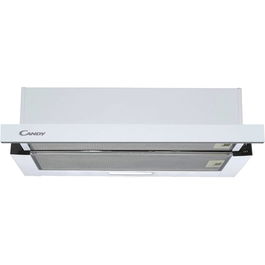 Hota telescopica incorporabila Candy CBT60RWG, Putere de absorbtie 402 mc/h, 2 Viteze, LED, 60 cm, Sticla alba