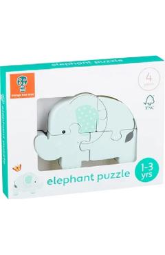 Mini puzzle 3D lemn: Elefant
