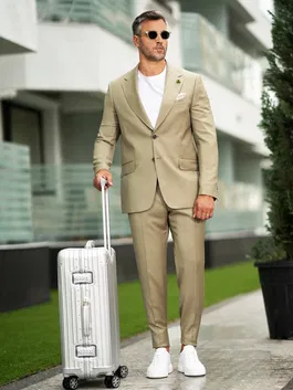 Ținută Completă Ocazie Vara Bărbați Modern Casual Olive Bman2028