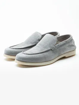 Mocasini Barbati City Loufer's Gri Deschis Piele Intoarsa Naturala BMan197