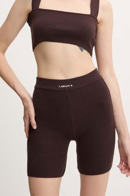 La Mania Pantaloni Scurti Femei, Culoarea Maro, Neted, High Waist, ENDING