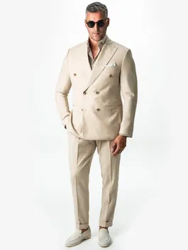 Costum Crem Nisip Barbati De Vara Lana Vitale Barberis Super110 BMan0052
