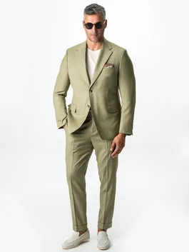 Costum Verde Fistic Barbati De Vara Lana Vitale Barberis Super110 BMan0051