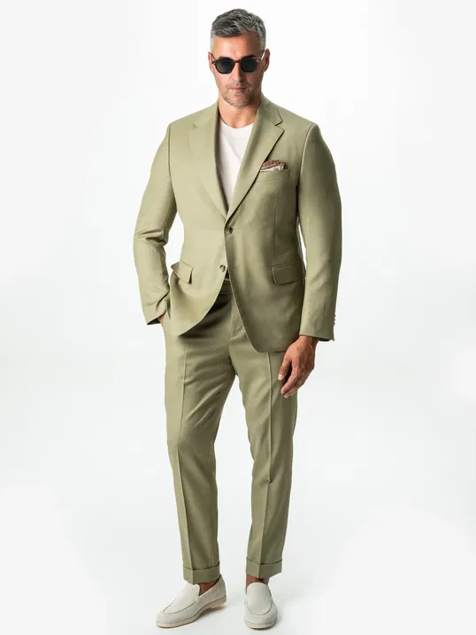 Costum Verde Fistic Barbati De Vara Lana Vitale Barberis Super110 BMan0051