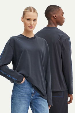 Sunnei Longsleeve Din Bumbac Culoarea Albastru Marin, Cu Imprimeu, RTWXJER003 Bleumarin