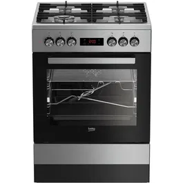 Aragaz Beko FSMT61330DXT, Mixt, 4 arzatoare, High-Efficiency, SteamShine® Cleaning, Timer, Clasa A, 60 cm, Inox