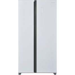 Side by side Heinner HSBS-HM532NFGWHE++, 532 l, No frost, Display LED, Clasa E, Smart, Alarma usa deschisa, H 177 cm, Sticla alba