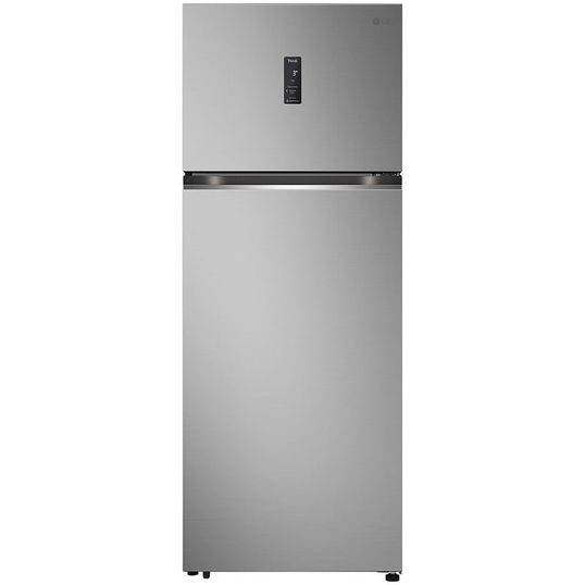 Frigider cu doua usi LG GTBV44PYBKD, 461 l, No Frost, Clasa E, Display LED, Compresor Inverter, Smart Diagnosis, Wifi, Racire prin usa, H 184.5 cm, Argintiu