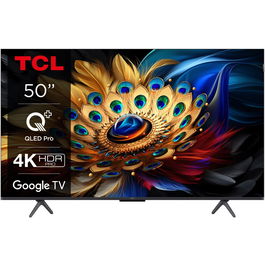 Televizor QLED TCL 50C655, 126 cm, Smart Google TV, 4K Ultra HD, Clasa F (Model 2024)