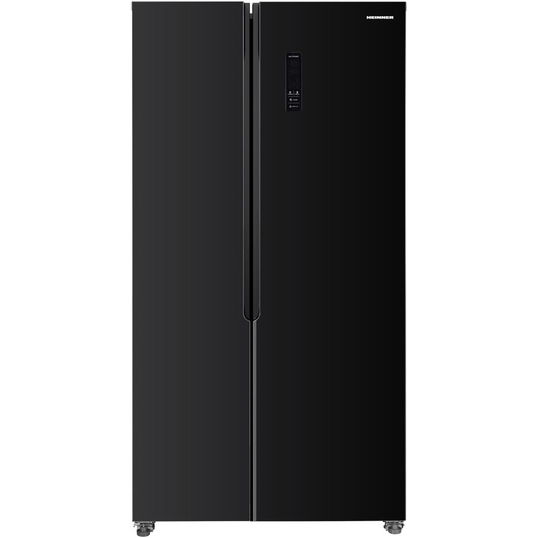 Side by side Heinner HSBS-HM422NFGBKE++, 442 l, No Frost, Clasa E, Display, Smart, H 176.5 cm, Sticla neagra