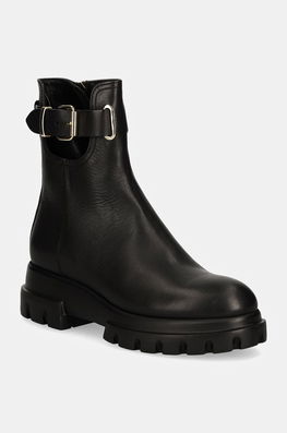 AGL Cizme De Piele Chunky Lowboot Femei, Culoarea Negru, Cu Toc Plat, D756593PGKA2131013