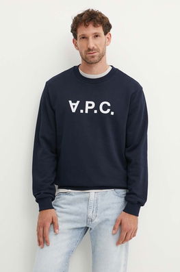 A.P.C. Hanorac De Bumbac Sweat Standard Grand Vpc GOTS Culoarea Albastru Marin, Cu Imprimeu, COHBN.M27907 Bleumarin