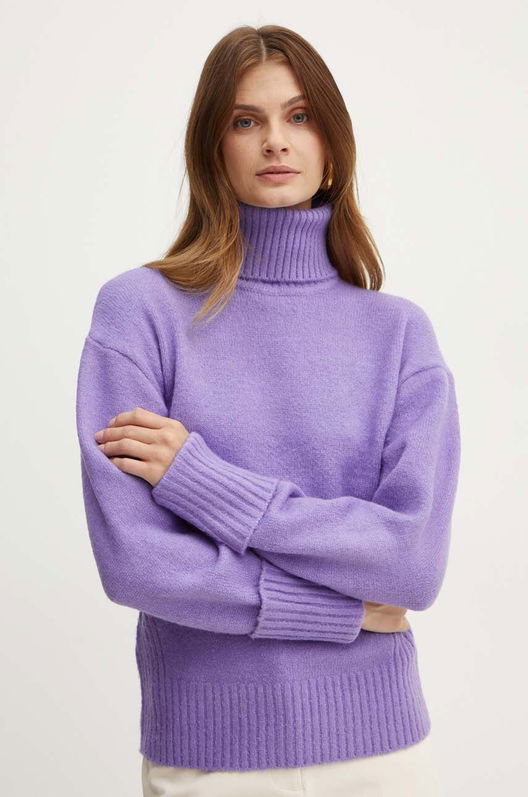 Silvian Heach Pulover ERDATH Femei, Culoarea Violet, Călduros, Cu Guler, GPA24322LU