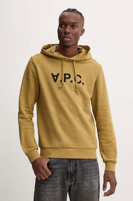 A.P.C. Hanorac De Bumbac Hoodie Standard Grand Vpc GOTS Culoarea Verde, Cu Glugă, Cu Imprimeu, COHBN.M27908