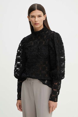 MUNTHE Bluza THIKI Femei, Culoarea Negru, Cu Imprimeu, 243103824330