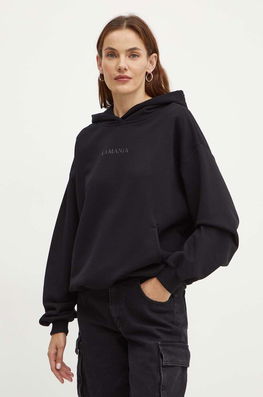 La Mania Bluza PL Femei, Culoarea Negru, Cu Glugă, Cu Imprimeu, CLEAN